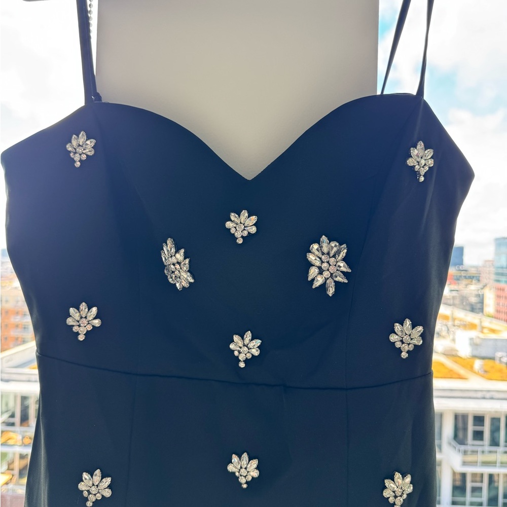 Lulu's Black Completely Regal Maxi Dress with Crystal Embellishments